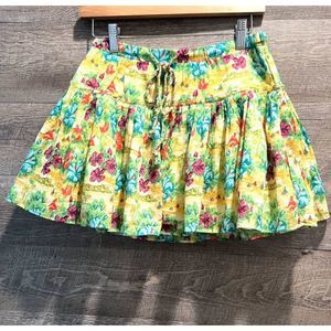 Aeropostale Yellow Pleated Lined Mini Skirt Size Medium
